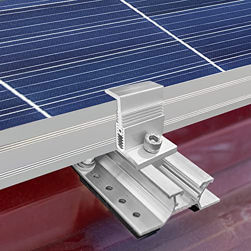 Solar End Clamp Solar Panel Mounting Z Brackets Clamps Adjustable Aluminum Solar Panel Clamp for Solar Panel PV Mounting System Install Accessories (10 Pcs)