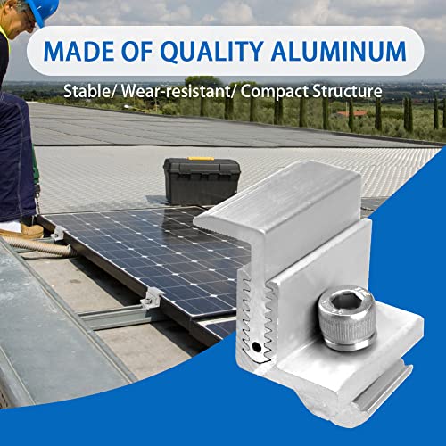 Solar End Clamp Solar Panel Mounting Z Brackets Clamps Adjustable Aluminum Solar Panel Clamp for Solar Panel PV Mounting System Install Accessories (10 Pcs)