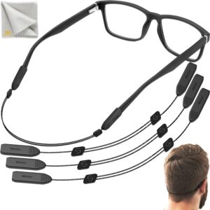 adjustable glasses strap - 3 pcs eyeglasses strap holders - no tail sunglasses strap for men women - eye glasses holders around head or neck, glasses lanyard string straps