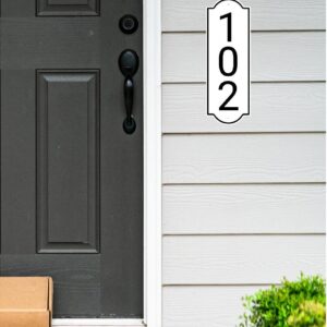 Vertical White and Black House Number, Address Plaque Outside Sign - Mailbox Numbers (10" x 3.5") Customized Sign for House, Store, Office, Outside, 911 Visibility Signage, (Vertical)