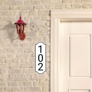 Vertical White and Black House Number, Address Plaque Outside Sign - Mailbox Numbers (10" x 3.5") Customized Sign for House, Store, Office, Outside, 911 Visibility Signage, (Vertical)