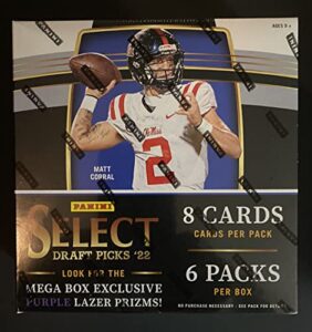 2022 select draft picks mega football box 8 cards per pack 6 cards per box superior sports investments !