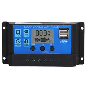 Jeanoko Solar Controller, PWM Control 50V Maximum PV Voltage Solar Batteries Regulator Durable LCD Display for Power