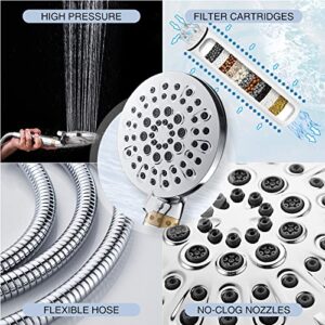 DOILIESE 6 Settings Filtered Shower Head with Handheld Shower Head Filter for Hard Water High Pressure