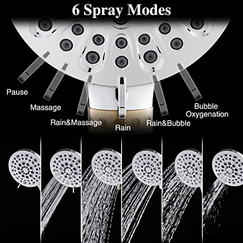 DOILIESE 6 Settings Filtered Shower Head with Handheld Shower Head Filter for Hard Water High Pressure