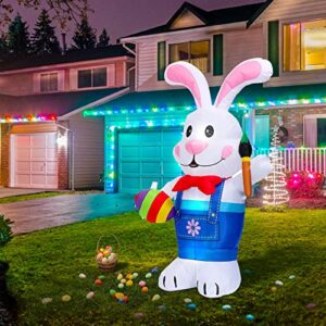 EAONE 6Ft Easter Inflatable Outdoor Decorations Blow Up Yard Decoration Inflatable Bunny Egg with Built-in LED Lights for Indoor Outdoor Holiday Decor, Garden, Yard and Lawn Easter Decorations