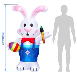 EAONE 6Ft Easter Inflatable Outdoor Decorations Blow Up Yard Decoration Inflatable Bunny Egg with Built-in LED Lights for Indoor Outdoor Holiday Decor, Garden, Yard and Lawn Easter Decorations