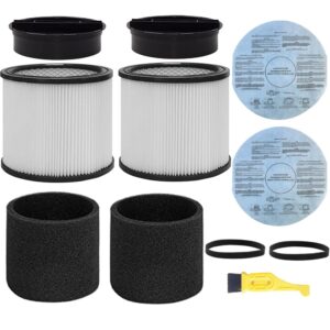 replacement filters for shop vac filter 90304 90333 90350 wet dry vac filter with lid, 90585 foam sleeve filter, 9010700 filter with retaining band, fits most 5 gallon up wet/dry vacuum cleaners
