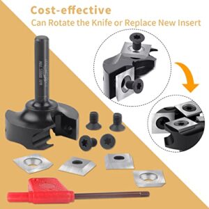 BINSTAK CNC Spoilboard Surfacing Router Bit 1/4" Shank, Slab Flattening Router Bit with 1-3/8" Cutting Diameter, 2+2 Flutes Insert Carbide Wood Planer Router Bits, Planing Bit for Woodworking