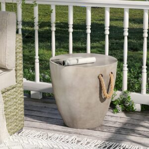 SUNBURY Outdoor Side Table Set of 2, 2 Piece Concrete Side Table Outdoor End Table, 17" Grey Accent Table Side Table for Patio Garden Living Room