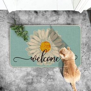 Artoid Mode Blue Daisy Welcome Decorative Doormat, Seasonal Low-Profile Rug Switch Mat for Indoor Outdoor 17x29 Inch