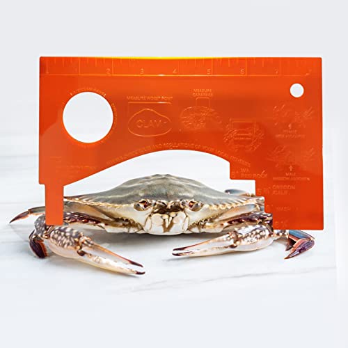 PLIS Dungeness Crab Gauge Measure Multi Shrimp Clam Measuring Tool for Oregon, Washington and California (Orange)