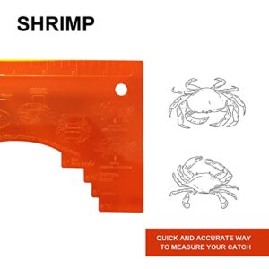 PLIS Dungeness Crab Gauge Measure Multi Shrimp Clam Measuring Tool for Oregon, Washington and California (Orange)