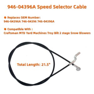 ZLIANGQ 946-04396A Speed Selector Cable for MTD Cub Cadet Craftsman Troy-Bilt Ryobi Yard Man Snowblower Snow Thrower Replaces 746-04396A 746-04396