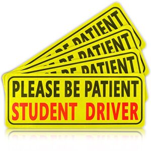 4-pack new student driver magnet for car,please be patient student driver magnet,magnetic reflective rookie driver bumper sticker (b)
