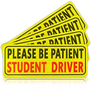 4-Pack New Student Driver Magnet for Car,Please be Patient Student Driver Magnet,Magnetic Reflective Rookie Driver Bumper Sticker (B)