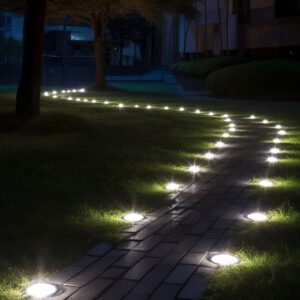 Biling Solar Outdoor Lights 12 Pack, Bright 12 LEDs Solar Ground Lights Waterproof, Flat Pathway Lights Solar Powered for Yard Walkway Garden Driveway (White)