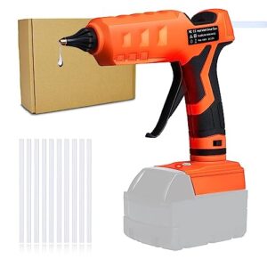 cordless hot melt glue gun for milwaukee 18v batteries, full size high temperature hot glue gun with switch 100w fast heating,suitable for diy crafts decoration jewelry woodworking with 10 glue sticks
