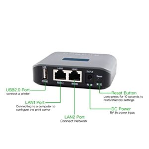 Quxas Print Server Ethernet to USB2.0 Network 1-Port LAN Print Server (LP-N110)