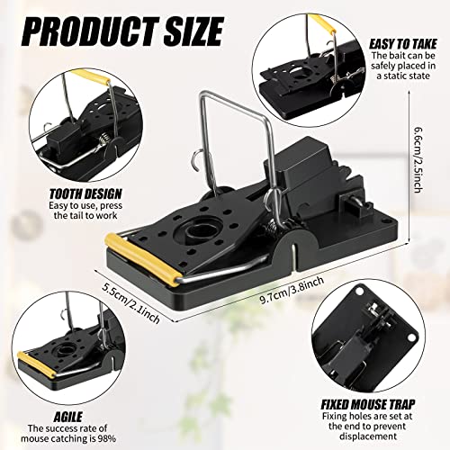 18 Pcs Large Mouse Trap Instant Snap Rat Mice Traps for House Indoor Outdoor Easy Setup Spring Mouse Snap Trap Quick Effective Sanitary Mousetrap Catcher Safe for Your Home Family Pet, Black
