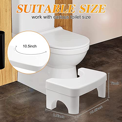 Squatting Toilet Stool, 7 Inch Potty Bathroom Poop Stool for Adults and Children, White