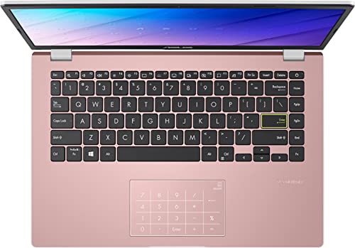 ASUS Newest 14" HD Laptop, Intel Celeron N4020 Processor(up to 2.8GHz), 320GB SSD(64GB eMMC+ 256GB SSD), 4GB RAM, Webcam, Intel HD Graphics, Bluetooth, Win11 S + 1 Year Office 365, Rose Gold, JVQ