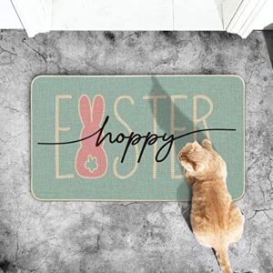 Artoid Mode Cute Bunny Rabbit Happy Easter Welcome Decorative Doormat, Seasonal Spring Low-Profile Rug Switch Mat for Indoor Outdoor 17x29 Inch