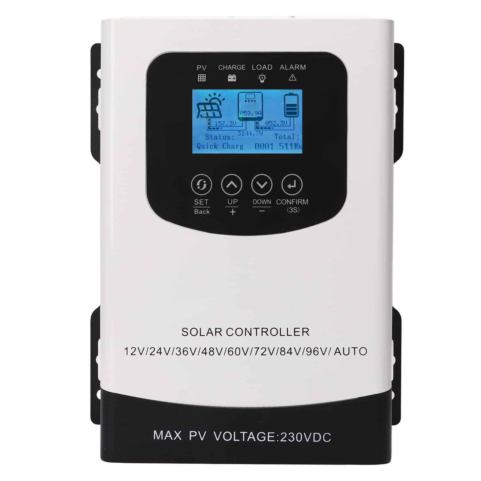 MPPT Solar Charge Controller, 12V/24V/36V/48V/60V/72V/84V/96V Solar Panel Regulator with LCD Display, Solar Panel Battery Regulator for AGM Sealed Gel Flooded Lithium Battery (60A)