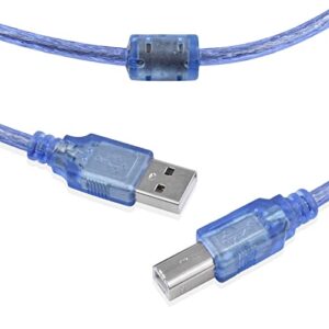 arzweyk 16.5ft usb 2.0 print cable, blue print data cord a male to b male high-speed compatible with hp, canon, dell, epson printer