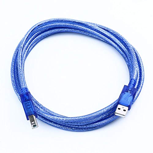 Arzweyk 16.5FT USB 2.0 Print Cable, Blue Print Data Cord A Male to B Male High-Speed Compatible with HP, Canon, Dell, Epson Printer