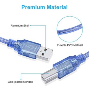 Arzweyk 16.5FT USB 2.0 Print Cable, Blue Print Data Cord A Male to B Male High-Speed Compatible with HP, Canon, Dell, Epson Printer