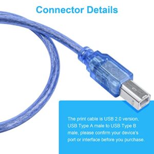 Arzweyk 16.5FT USB 2.0 Print Cable, Blue Print Data Cord A Male to B Male High-Speed Compatible with HP, Canon, Dell, Epson Printer