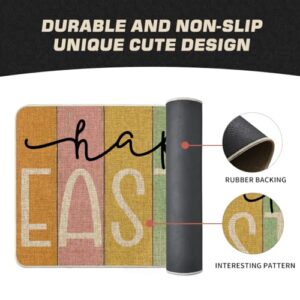 Artoid Mode Stripes Happy Easter Doormat, Spring Home Decor Low-Profile Switch Rug Door Mat Floor Mat for Indoor Outdoor 17x29 Inch