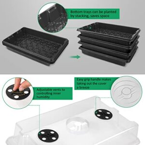 YAUNGEL Seed Starting Trays, XL Thicken Seed Starter Tray Kit with Humidity Dome Durable Growing Trays for Greenhouse & Gardens, 4 Pack 160 Cells, Black