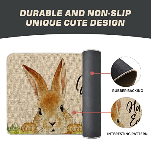 Artoid Mode Cute Rabbit Carrots Happy Easter Welcome Doormat, Seasonal Spring Low-Profile Rug Switch Mat for Indoor Outdoor 17x29 Inch