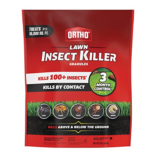 Ortho Lawn Insect Killer Granules: Treats up to 10,000 sq. ft., For Yard, Garden & Landscapes, Works on Listed Ants, Spiders, Fleas & Ticks, 10 lbs.