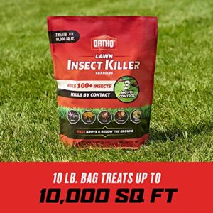 Ortho Lawn Insect Killer Granules: Treats up to 10,000 sq. ft., For Yard, Garden & Landscapes, Works on Listed Ants, Spiders, Fleas & Ticks, 10 lbs.