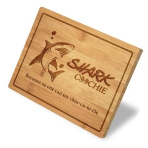 shark charcuterie board/personalized shark cutting board/bamboo chopping board/meats and cheeses serving boards,because no one can say charcuterie board,nice gift for mom (board d, 11''×8.5'')