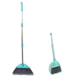 Xifando Mini Broom and Dustpan and Telescopic Rod Long Handle Broom, Camping Cleaning Tools, Light Blue