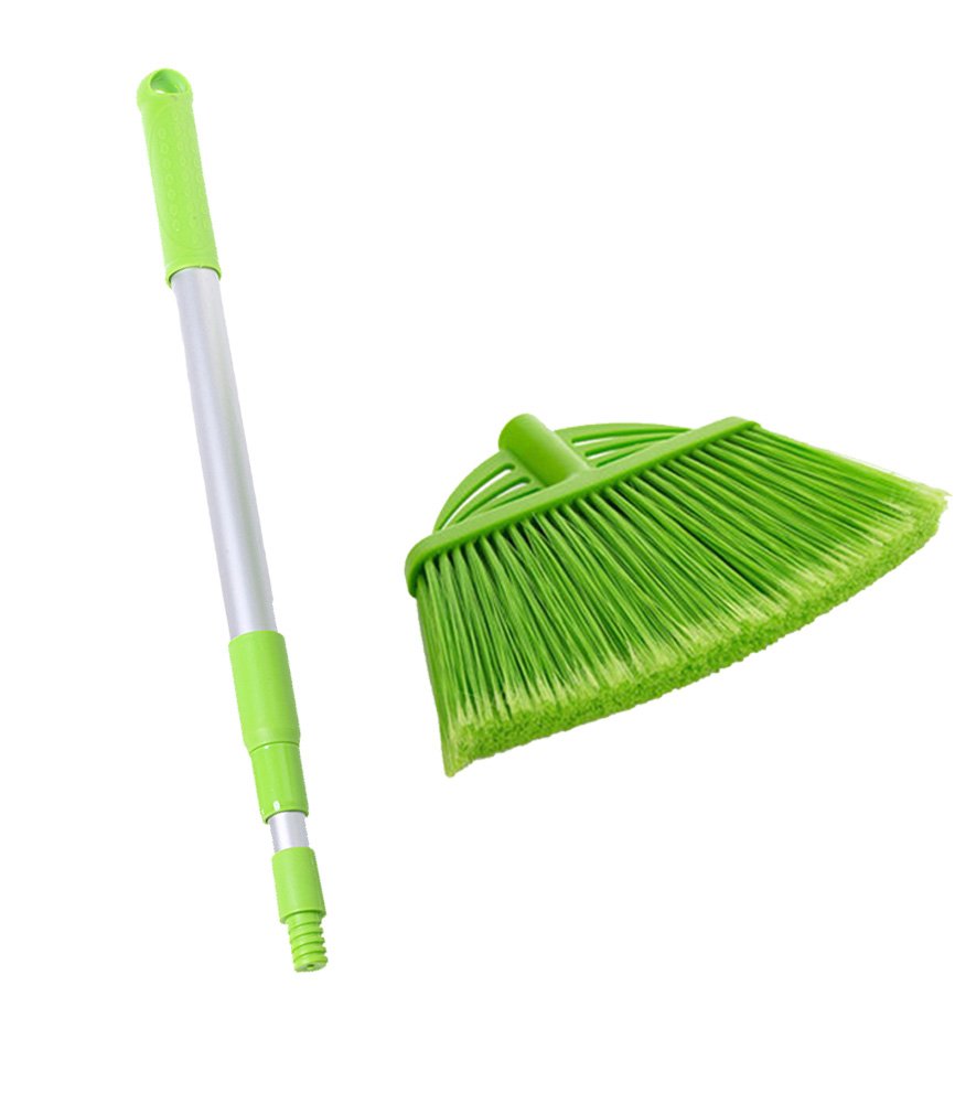 Xifando Mini Broom and Dustpan and Telescopic Rod Long Handle Broom, Camping Cleaning Tools, Light Blue and Green