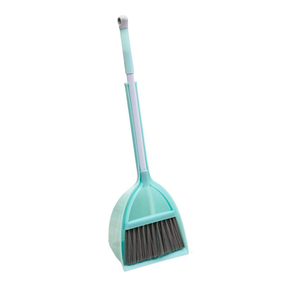 Xifando Mini Broom and Dustpan and Telescopic Rod Long Handle Broom, Camping Cleaning Tools, Light Blue and Green