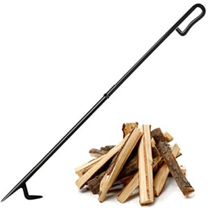 fire poker for fire pit, junbei 34-inch long fireplace poker with upgrade removable design for easily carry, anti-rust solid fire poker for fire pit wood stove campfires indoor outdoor applications