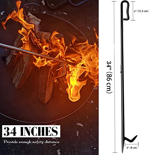 Fire Poker for Fire Pit, JUNBEI 34-Inch Long Fireplace Poker with Upgrade Removable Design for Easily Carry, Anti-Rust Solid Fire Poker for Fire Pit Wood Stove Campfires Indoor Outdoor Applications