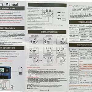 100A MPPT Solar Charge Controller 12v/24v Current Auto Focus MPPT Tracking Charge with LCD Display Dual USB Solar Regulator Charge Controller Multiple Load Control Modes