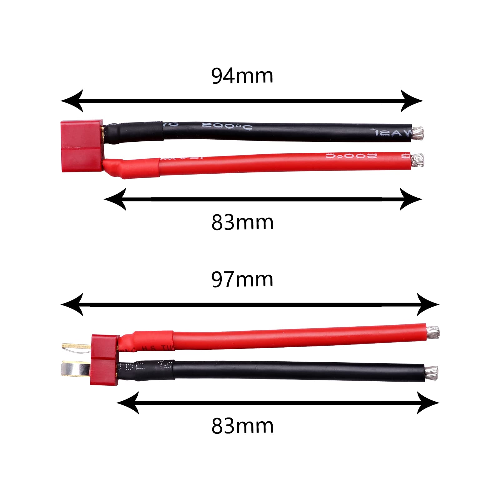 HobbyPark T-Plug Connectors w/Shrink Tubing (10 Pairs) & T Plug Connectors w/Battery Straps (2 Pairs)