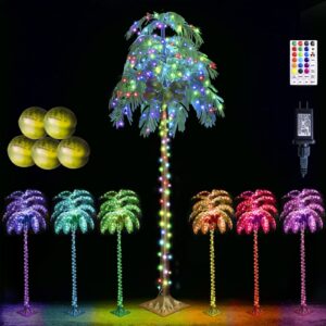 7ft color changing led palm tree with coconuts, remote control - for pool, beach, yard, party decor