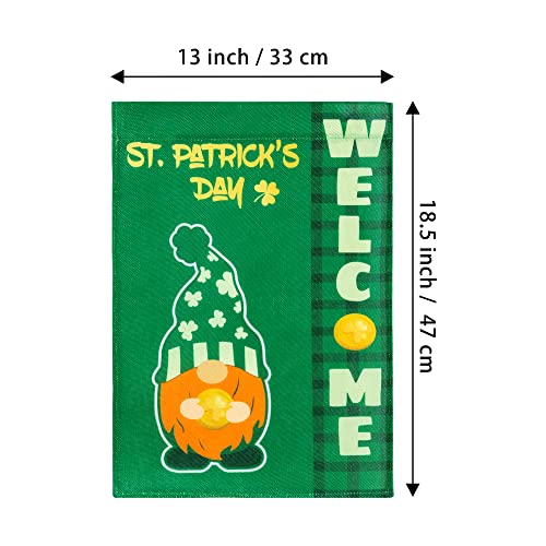 St Patricks Day Garden Flag, 13 x 18.5 Double Sided, Burlap Happy St Patricks Day House Flag, Mini St Patrick's Day Yard Flag Burlap Flag Outdoor Decoration