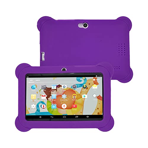 7-inch Children's Tablet Computer 1G RAM+8G ROM Quad Core Android Tablet WiFi, Bluetooth, Dual Camera, Games, Tablet with Silicone Case Early Educational Machine Christmas Gift (Purple)