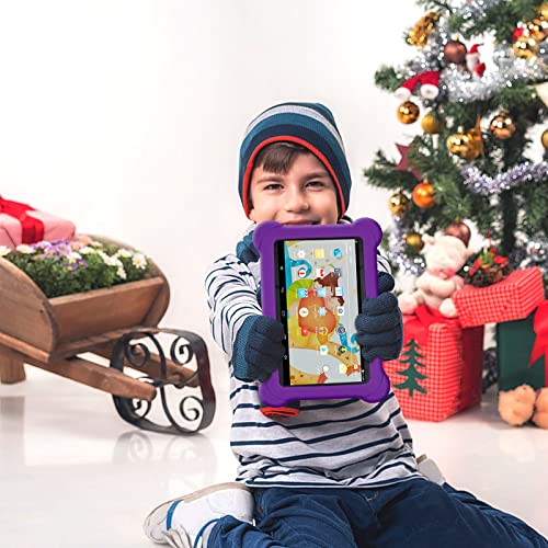 7-inch Children's Tablet Computer 1G RAM+8G ROM Quad Core Android Tablet WiFi, Bluetooth, Dual Camera, Games, Tablet with Silicone Case Early Educational Machine Christmas Gift (Purple)