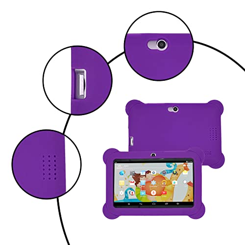 7-inch Children's Tablet Computer 1G RAM+8G ROM Quad Core Android Tablet WiFi, Bluetooth, Dual Camera, Games, Tablet with Silicone Case Early Educational Machine Christmas Gift (Purple)